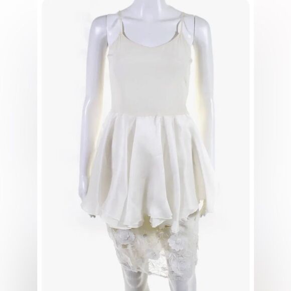 Kalmanovich Spaghetti Strap Floral Embroidered Bubble avant garde‎ Dress White 4